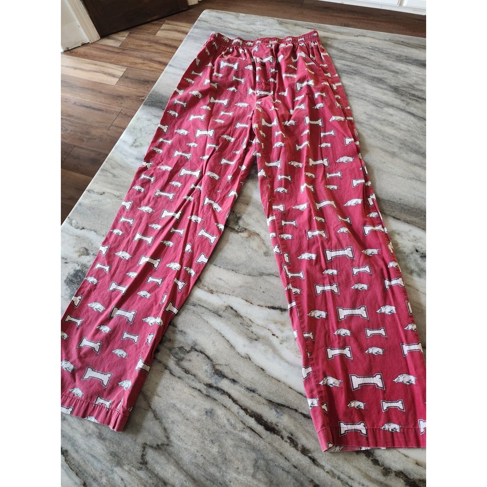 Y2K Arkansas Razorbacks Sideline Apparel Red Cotton Pajama Lounge Pants Mens S